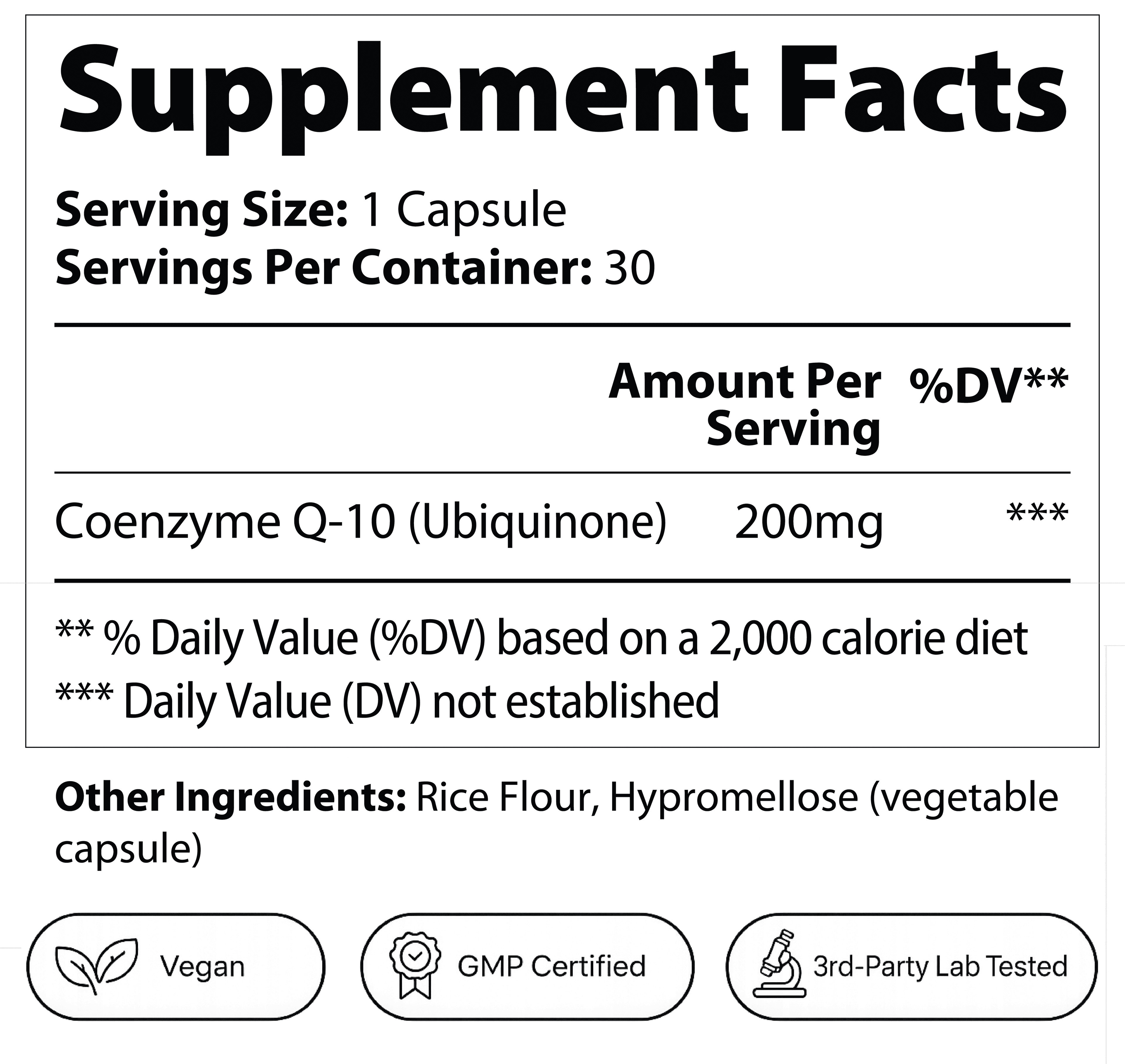 CoQ10 Supplement Facts