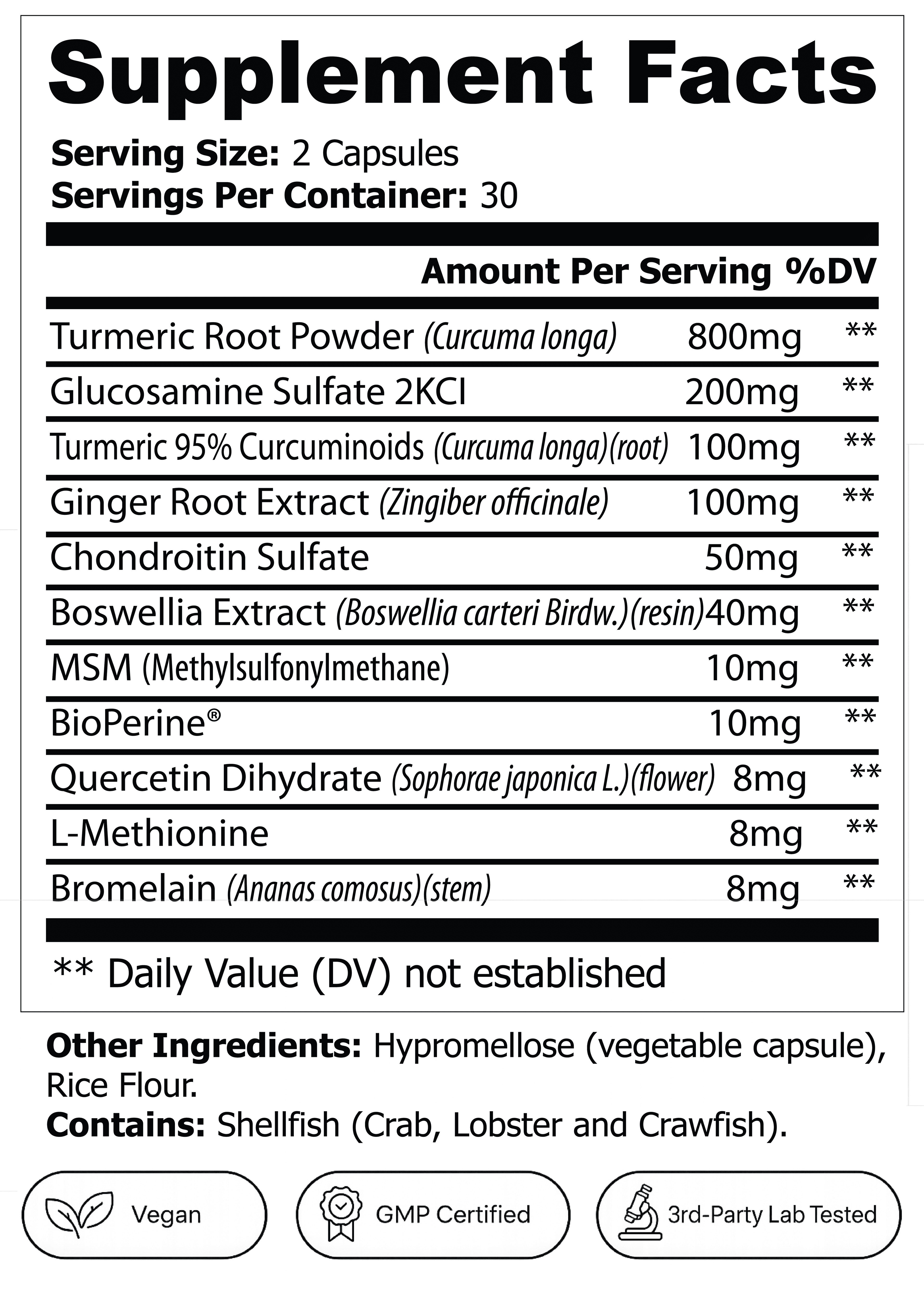 Turmeric+ Supplement Facts